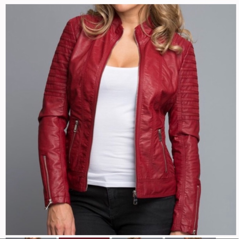 Coalition LA Red Vegan Leather Jacket